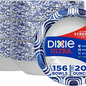 DIXIE Ultra, Large Paper Bowls, 20 Oz, 26 Count (Pack of 6), Microwave Safe, Compostable, Disposable Bowls Great For Breakfast, Lunch, And Dinner Meals