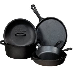 Pre-Seasoned Cast Iron 5 Piece Set, L5HS3, 5 Piece Combo Set