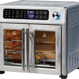 Emeril Lagasse Extra Large French Door Air Fryer Toaster Oven Combo, 25 Cooking Functions and Digital Controls, 7 Accessories Included, Stainless Steel Finish, 26QT Capacity