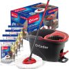 O-Cedar EasyWring Microfiber Spin Mop, Bucket Floor Cleaning System, Red, Gray
