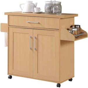 Hodedah Kitchen Island with Spice Rack