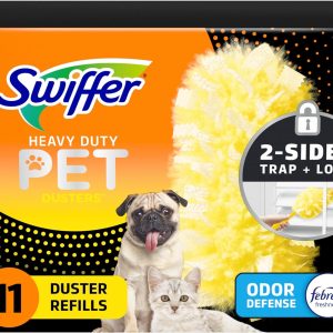 Swiffer Dusters Heavy Duty Pet Multi-Surface Duster Refills for Cleaning, With Febreze Odor Defense, 11 Count