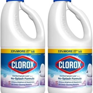 Clorox Splash-Less Bleach, Concentrated Formula, Lavender Scent, 40 Ounce Bottle - Pack of 2 (Package May Vary)