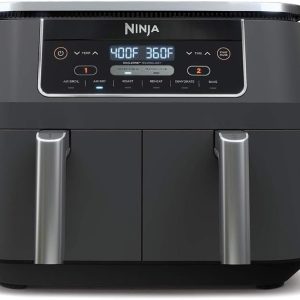 Ninja Air Fryer, Thermometer, Roast, Bake, Air Fry, Crisps, Broil, Reheats, Keep Warm, 10-in-1, Fries, Frozen Food, Veggies, and Meat, Quick Meals, Healthy Meals, Less Oil, 10 QT, Grey, DZ550​