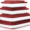 8-Piece Deep Glass Baking Dish Set with Plastic lids,Rectangular Glass Bakeware Set with BPA Free Lids, Baking Pans for Lasagna, Leftovers, Cooking, Kitchen, Freezer-to-Oven and Dishwasher, Gray
