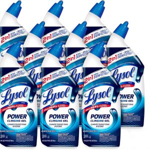Lysol Power Toilet Bowl Cleaner Gel, For Cleaning and Disinfecting, Stain Removal, 24oz ,9 Ct , (Packaging May Vary)