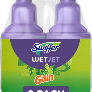 Swiffer WetJet Multi-Purpose and Hardwood Liquid Floor Cleaner Solution Refill, with Gain Scent (2 count, 42.2 fl oz each)
