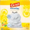 Glad Tall Kitchen Drawstring Trash Bags - Odorshield 13 Gallon White Trash Bag, Febreze Fresh Clean, 110 Count