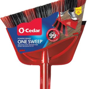 O-Cedar One Sweep Broom with Step-On Dustpan | Remove 99% with One Sweep | Lightweight Quiet Cleaning Tool | Ideal for Pet Owners